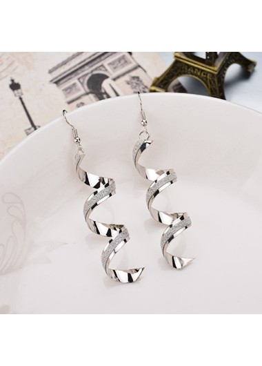Rosewe Chic Crystal Detail Spiral Design Silver Earrings - One Size