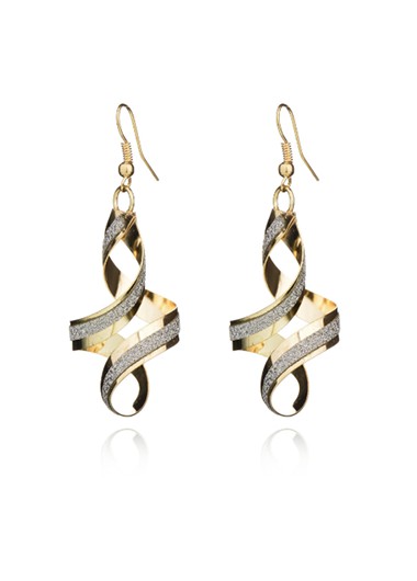 Rosewe Chic Gold Spiral Design Crystal Detail Earrings - One Size