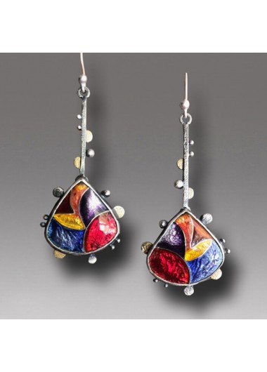 Rosewe Chic 1 Pair Colorful Metal Detail Bohemian Earrings - One Size
