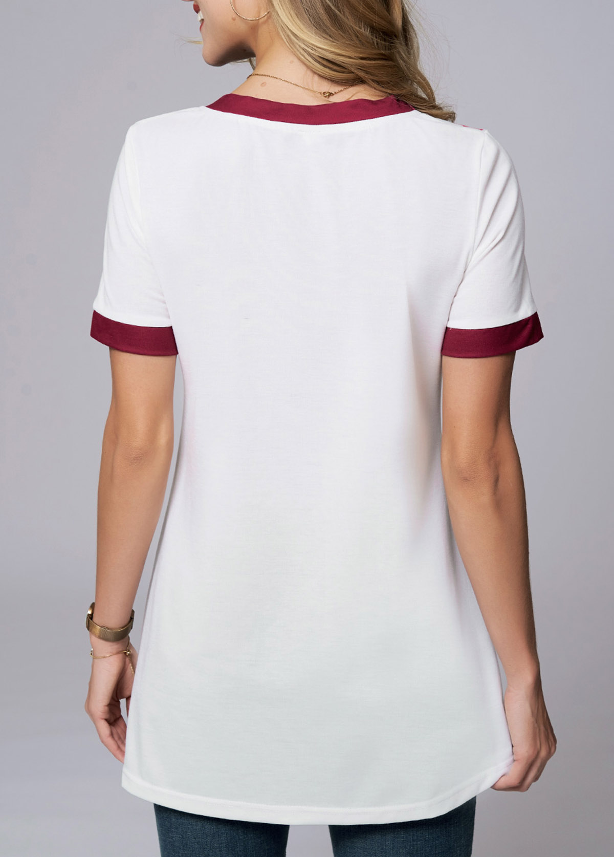 Short Sleeve Tribal Print Round Neck T Shirt