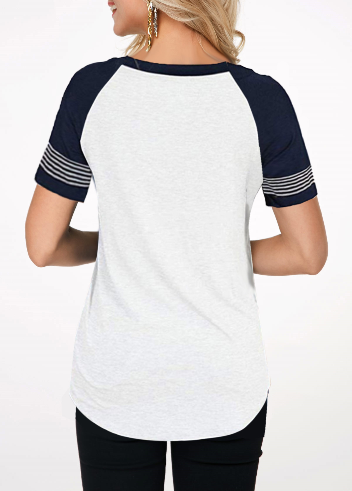 Short Sleeve Contrast Round Neck T Shirt