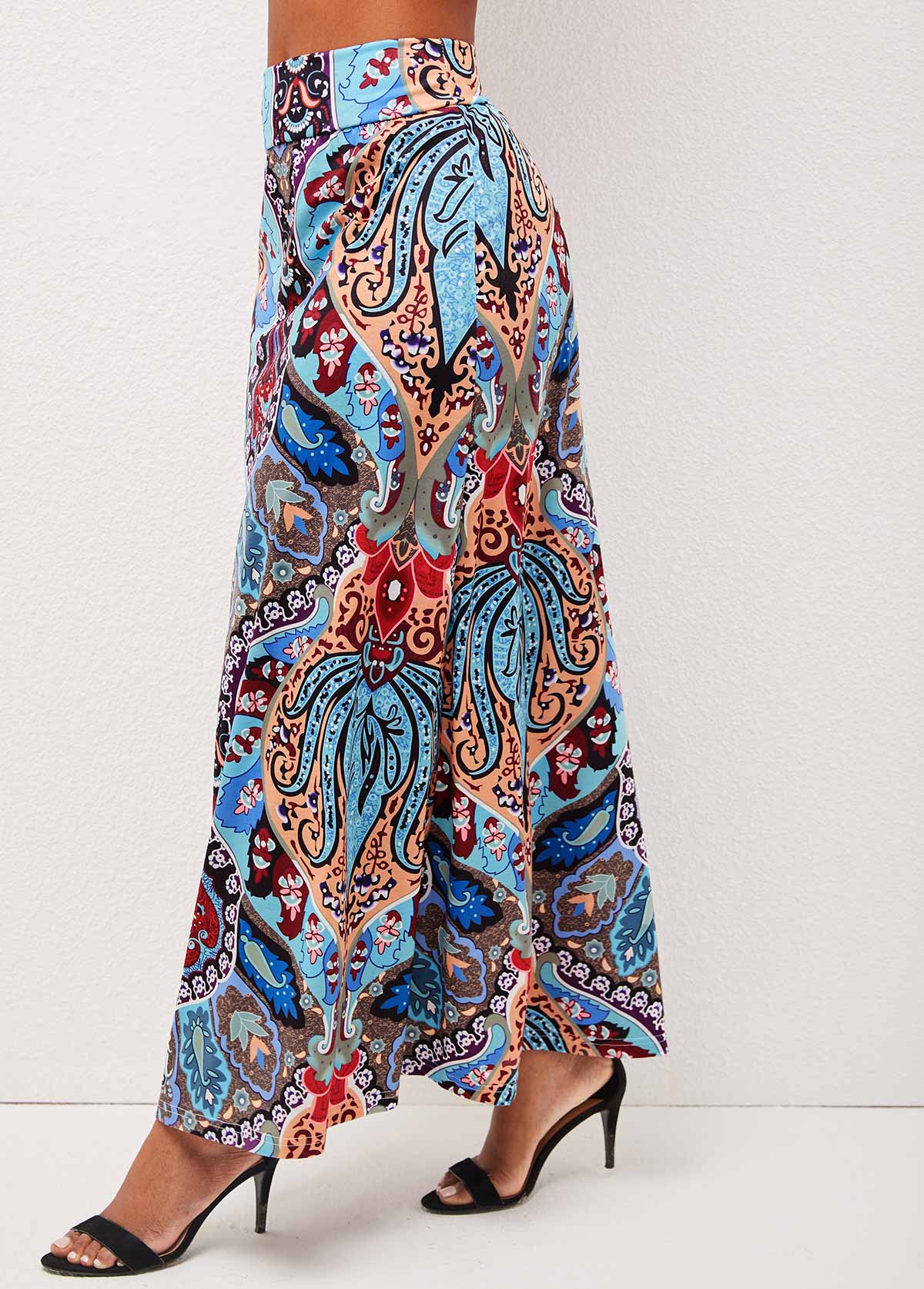 Multi Color Tribal Print High Waist Skirt | Rosewe.com - USD $19.99