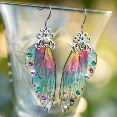 Rainbow Color Butterfly Wings Detail Earrings