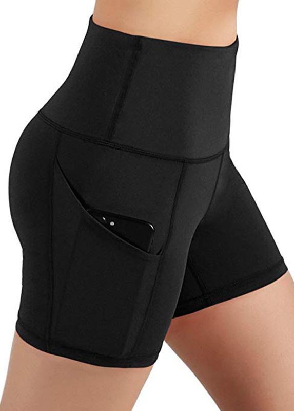 Solid High Waisted Pocket Detail Swim Shorts