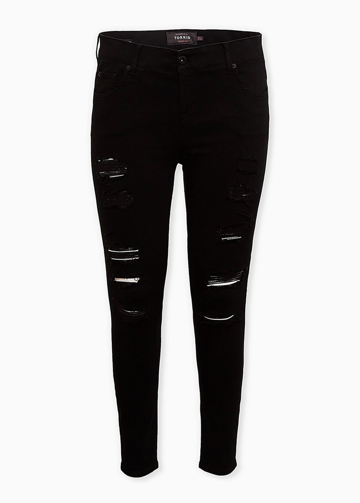 Shredded Black Skinny Plus Size Jeans