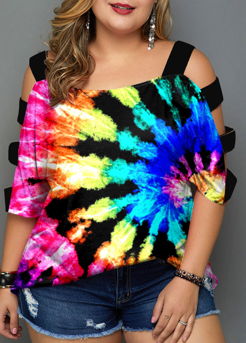 Multicolor Tie Dye Print Plus Size T Shirt