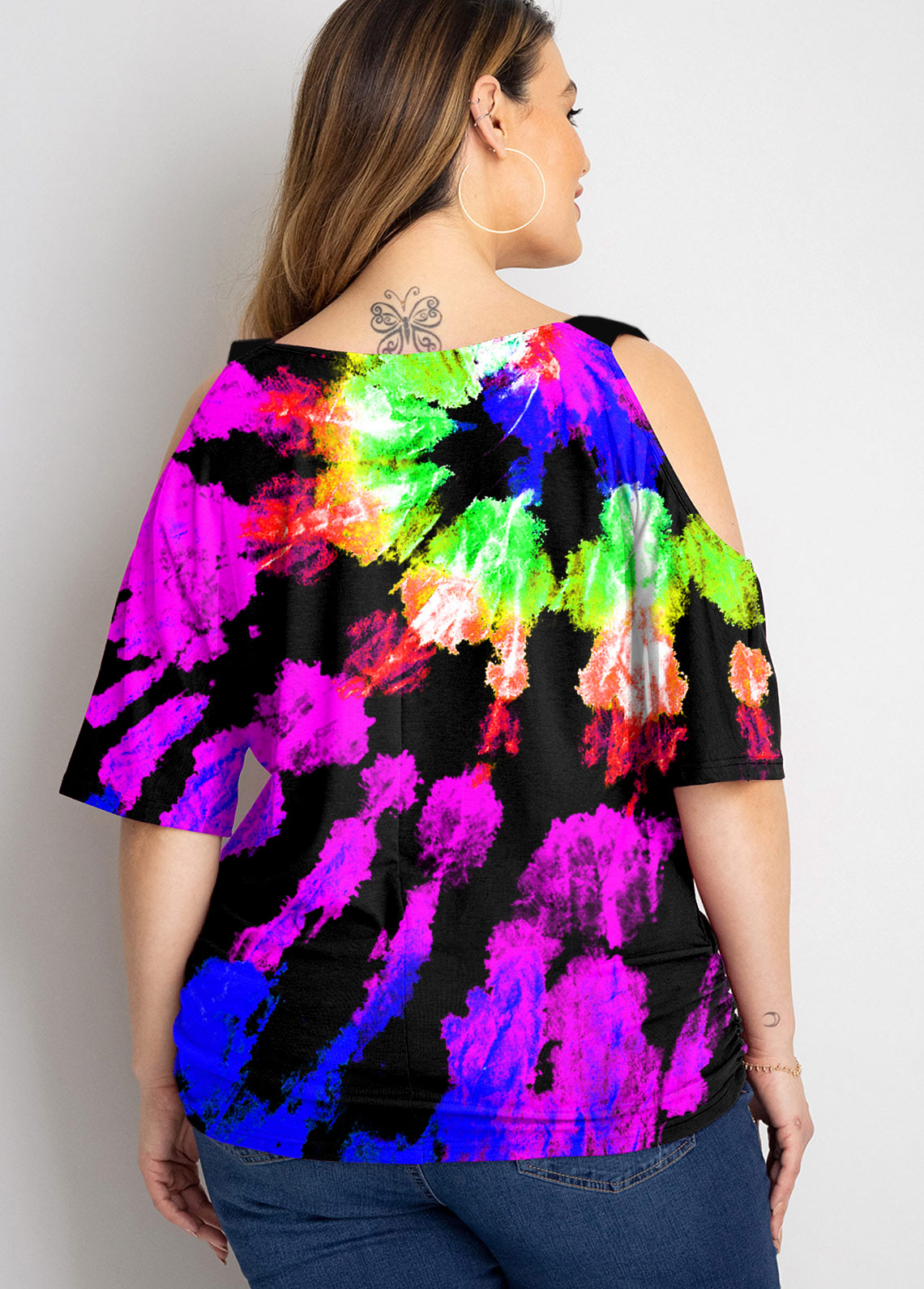 Rainbow Color Plus Size Tie Dye Print T Shirt