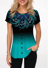 Tribal Print Ombre Plus Size T Shirt