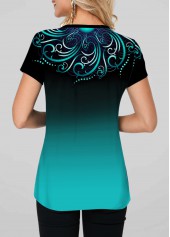 Tribal Print Ombre Plus Size T Shirt