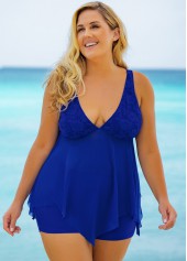 Lace Stitching Plus Size Swimdress and Shorts