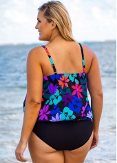 Spaghetti Strap Plus Size Floral Print Tankini Top-No Bottom