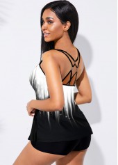 Strappy Back White Ombre Tankini Set