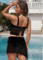 Spaghetti Strap Lace Drawstring Bikini Set