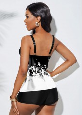 Plus Size Floral Print Ombre Tankini Set