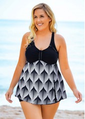Printed Plus Size Wide Strap Swimdress and Shorts