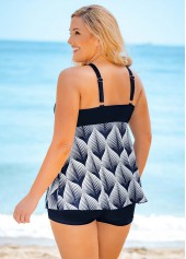 Printed Plus Size Wide Strap Swimdress and Shorts