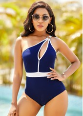 Cutout Contrast Spaghetti Strap One Piece Swimwear