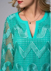 3/4 Sleeve Embroidered Split Neck Blouse