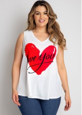 Sleeveless Plus Size Heart Print Tank Top