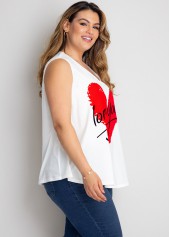 Sleeveless Plus Size Heart Print Tank Top