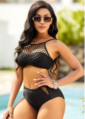 Mid Waist Pierced Tie Back Bikini Set