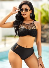 Mid Waist Pierced Tie Back Bikini Set