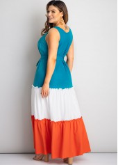 Belted Color Block Plus Size Maxi Dress