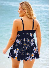 Plus Size Floral Print Spaghetti Strap Swimdress and Panty 