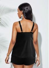 Drawstring Side Printed Wide Strap Tankini Set