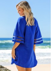 3/4 Sleeve Embellished Neck Cover Up