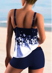 Spaghetti Strap Ombre Floral Print Tankini Set	