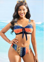 Spaghetti Strap Printed Tie Back Bikini Set