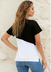 Contrast Round Neck Short Sleeve T Shirt