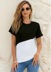 Contrast Round Neck Short Sleeve T Shirt