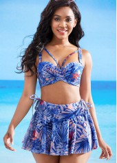 Leaf Print High Waisted Bikini Set