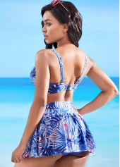 Leaf Print High Waisted Bikini Set