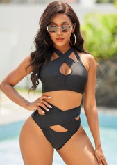 High Waist Cross Strap Bikini Set