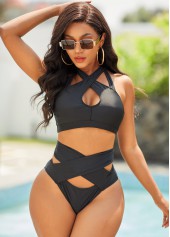 High Waist Cross Strap Bikini Set
