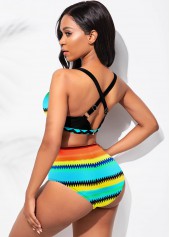 Chevron Print High Waisted Bikini Set