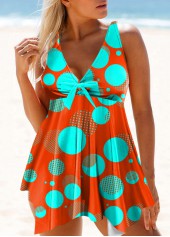 Polka Dot Asymmetric Hem Swimdress and Panty