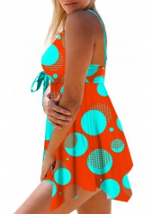 Polka Dot Asymmetric Hem Swimdress and Panty