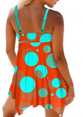 Polka Dot Asymmetric Hem Swimdress and Panty