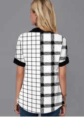 Turndown Collar Plaid Button Up Shirt