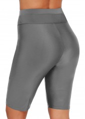 Grey High Waist Drawstring Detail Swim Shorts