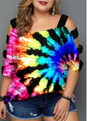 Multicolor Tie Dye Print Plus Size T Shirt