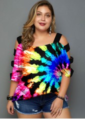 Multicolor Tie Dye Print Plus Size T Shirt