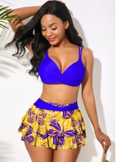 High Waisted Butterfly Print Cross Front Bikini Set