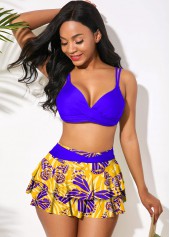 High Waisted Butterfly Print Cross Front Bikini Set
