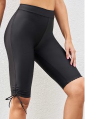 High Waist Tie Side Solid Swim Shorts