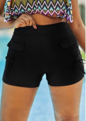 Drawstring Detail Plus Size High Waisted Swim Shorts